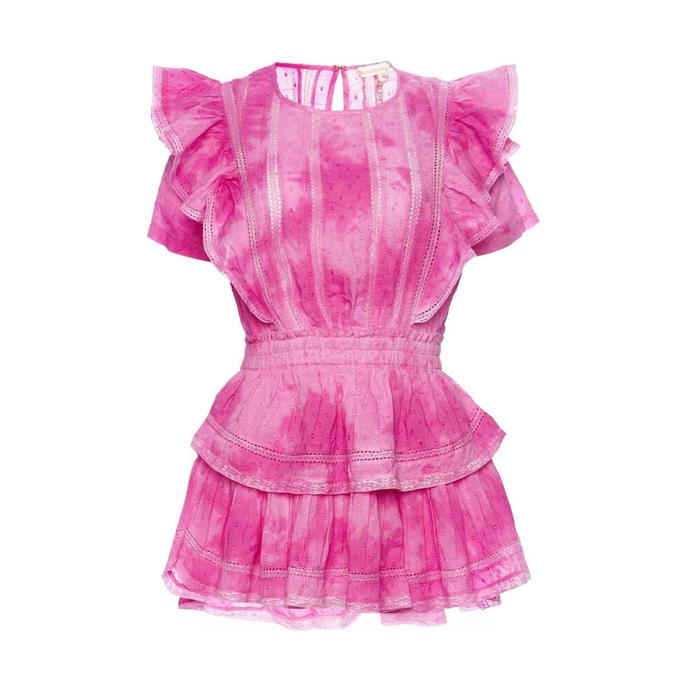 LoveShackFancy Natasha Begonia Tie Dye Cotton Mini Dress Size Small